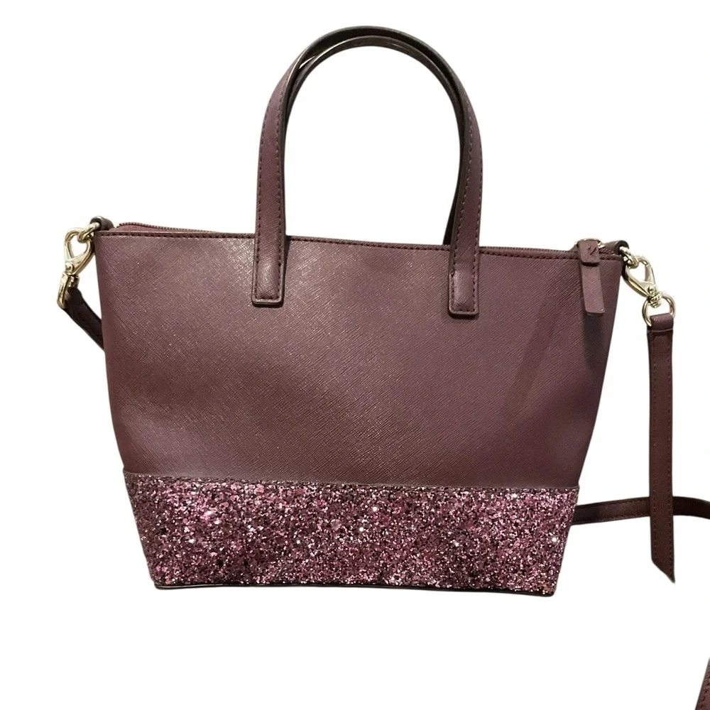Kate Spade Burgundy Glitter Crossbody Hand Bag